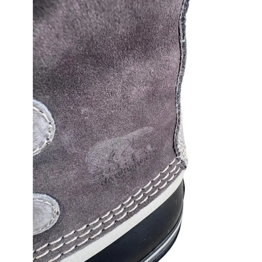 Sorel Joan of Arctic Quarry Grey Suede Winter Snow Boots NL1540-051 Size 9